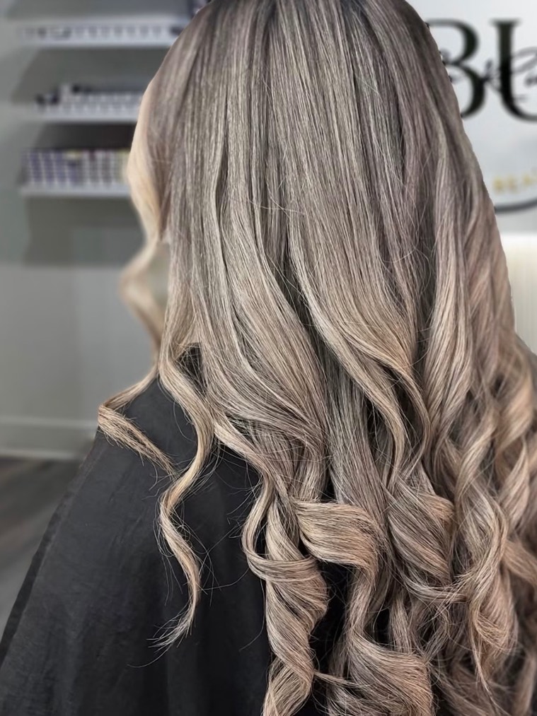 Ash balayage with sculpted curls